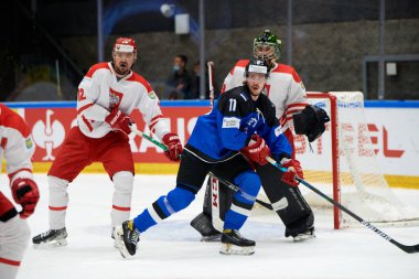 TYCHY, POLAND - 26 Nisan 2022: IIHF 2022 Buz Hokeyi Dünya Şampiyonası Div 1B Polonya - Estonya