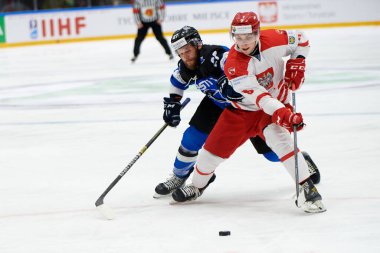 TYCHY, POLAND - 26 Nisan 2022: IIHF 2022 Buz Hokeyi Dünya Şampiyonası Div 1B Polonya - Estonya