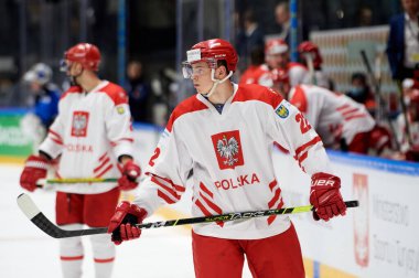 TYCHY, POLAND - 26 Nisan 2022: IIHF 2022 Buz Hokeyi Dünya Şampiyonası Div 1B Polonya - Estonya