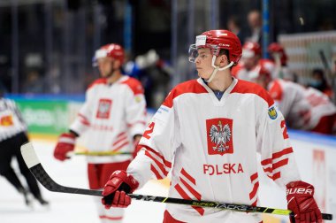 TYCHY, POLAND - 26 Nisan 2022: IIHF 2022 Buz Hokeyi Dünya Şampiyonası Div 1B Polonya - Estonya