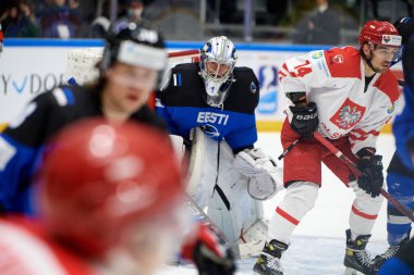 TYCHY, POLAND - 26 Nisan 2022: IIHF 2022 Buz Hokeyi Dünya Şampiyonası Div 1B Polonya - Estonya
