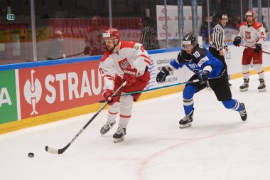 TYCHY, POLAND - 26 Nisan 2022: IIHF 2022 Buz Hokeyi Dünya Şampiyonası Div 1B Polonya - Estonya
