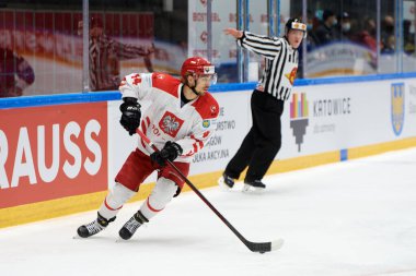TYCHY, POLAND - 26 Nisan 2022: IIHF 2022 Buz Hokeyi Dünya Şampiyonası Div 1B Polonya - Estonya