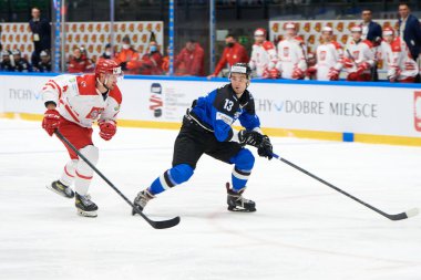 TYCHY, POLAND - 26 Nisan 2022: IIHF 2022 Buz Hokeyi Dünya Şampiyonası Div 1B Polonya - Estonya