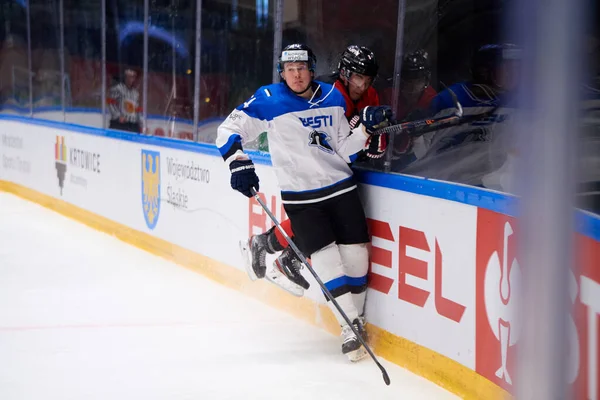 TYCHY, POLAND - 28 Nisan 2022: IIHF 2022 Buz Hokeyi Dünya Şampiyonası Div 1B Japonya - Estonya