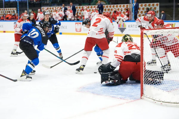 TYCHY, POLAND - 26 Nisan 2022: IIHF 2022 Buz Hokeyi Dünya Şampiyonası Div 1B Polonya - Estonya