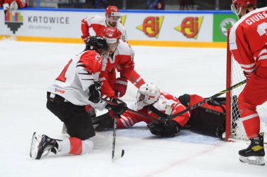 TYCHY, POLAND - 29 Nisan 2022: IIHF 2022 Buz Hokeyi Dünya Şampiyonası Div 1B Polonya - Japonya