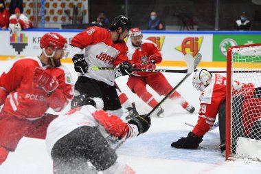 TYCHY, POLAND - 29 Nisan 2022: IIHF 2022 Buz Hokeyi Dünya Şampiyonası Div 1B Polonya - Japonya