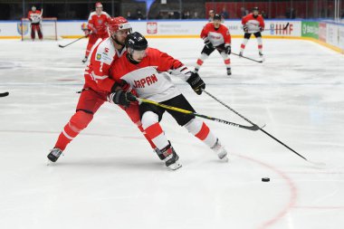 TYCHY, POLAND - 29 Nisan 2022: IIHF 2022 Buz Hokeyi Dünya Şampiyonası Div 1B Polonya - Japonya