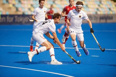 MONCHEGLADBACH, GERMANY - MAY 5, 2022: the FIH Pro League game between the Germany and England at the SparkassenPark