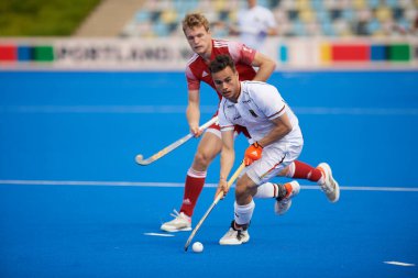 MONCHEGLADBACH, GERMANY - 5 Mayıs 2022: Almanya ve İngiltere arasında SparkassenPark 'ta oynanan FIH Pro League maçı