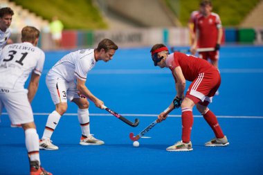 MONCHEGLADBACH, GERMANY - MAY 5, 2022: the FIH Pro League game between the Germany and England at the SparkassenPark