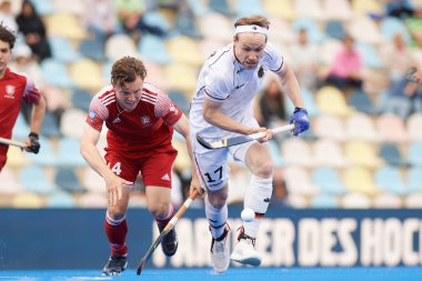 MONCHEGLADBACH, GERMANY - MAY 5, 2022: the FIH Pro League game between the Germany and England at the SparkassenPark