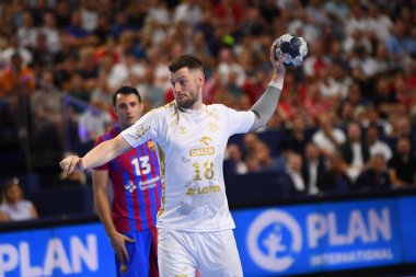 Kolej, Almanya - 18 Haziran 2022: 18 Niclas Ekberg. Yarı final THW Kiel - Barca EHF FİNAL4 Men
