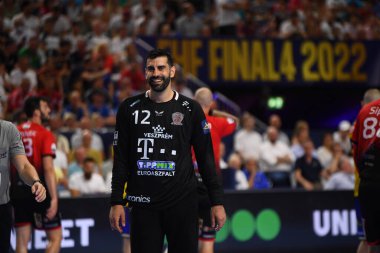 COLOGNE, ALMANE 18 Haziran 2022: 12 Rodrigo Corrales. Yarı final Telekom Veszprem HC Lomza Vive Kielce EHF FINAL4 Men