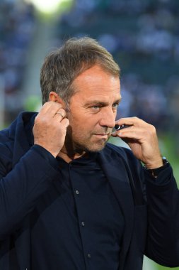 MoENCHENGLADBACH, ALMANY - 13 Haziran 2022: baş antrenör Hansi Flick. UEFA Milletler Ligi 'nin Almanya ile İtalya arasındaki maçı.
