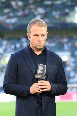MoENCHENGLADBACH, ALMANY - 13 Haziran 2022: baş antrenör Hansi Flick. UEFA Milletler Ligi 'nin Almanya ile İtalya arasındaki maçı.