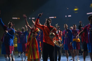 COLOGNE, ALMANY - 19 Haziran 2022: Gonzalo Prez de Vargas (c). Barcelona, EHF FINAL4 Men Barca 'da zaferi kutluyor - Lomza Vive Kielce