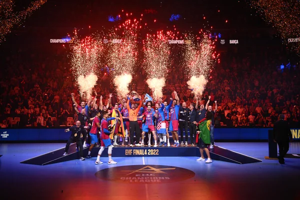 Cologne Německo Června 2022 Barcelona Slaví Vítězství Ehf Finále Men — Stock fotografie