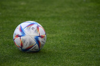 MOENCHENGLADBACH, GERMANY - 13 Haziran 2022: UEFA Milletler Ligi resmi topu Adidas, Almanya ile İtalya arasındaki 2023 UEFA Milletler Ligi maçı