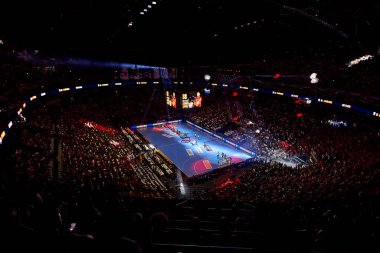 COLOGNE, GERMANY - JUNE 19, 2022: lanxess arena. Match of third place of  EHF FINAL4 Men THW Kiel - Telekom Veszprem HC