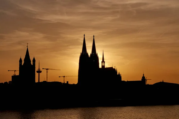 Cologne Germany June 2022 Silhouette Cologne Cathedral Cityscape Cologne Sunset — Fotografia de Stock