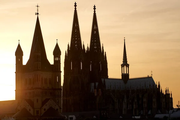 Cologne Germany June 2022 Silhouette Cologne Cathedral Cityscape Cologne Sunset — Fotografia de Stock