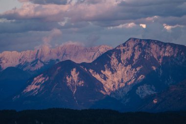 A panoramic view on the Alps. Outdoor activity. Alpine mountain chains in the back