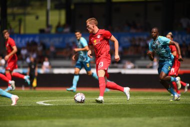 WOLFSBERG, AUSTRIA - 16 Temmuz 2022: Marcel Halstenberg. Sezon öncesi futbol maçı RB Leipzig - Southampton FC