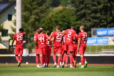 WOLFSBERG, AUSTRIA - JULY 16, 2022: Players celebrating goal. Pre season football match RB Leipzig - Southampton FC