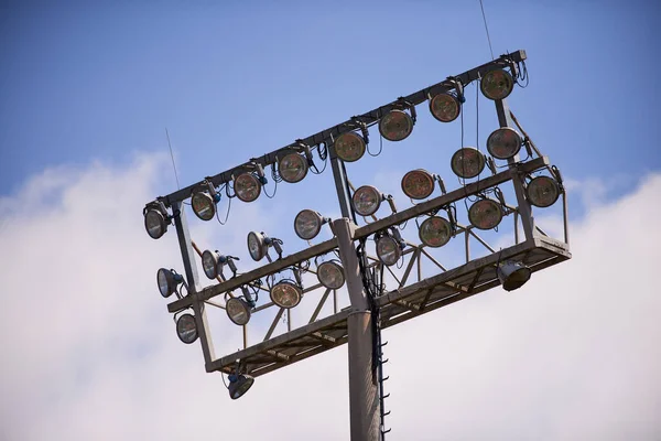 Light stadium. Sports lighting. Lamp and electricity industry,