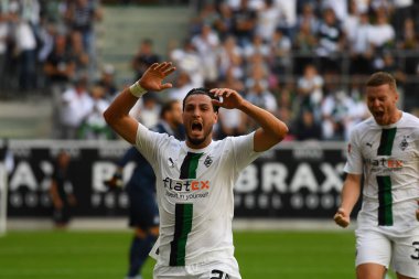 MOENCHENGLADBACH, GERMANY - AUGUST 6, 2022: Ramy Bensebaini. The football match of Bundesliga  Borussia Moenchengladbach vs TSG 1899 Hoffenheim.