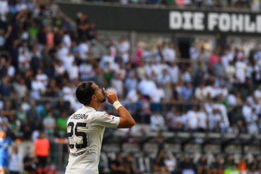 MOENCHENGLADBACH, GERMANY - AUGUST 6, 2022: Ramy Bensebaini. The football match of Bundesliga  Borussia Moenchengladbach vs TSG 1899 Hoffenheim.