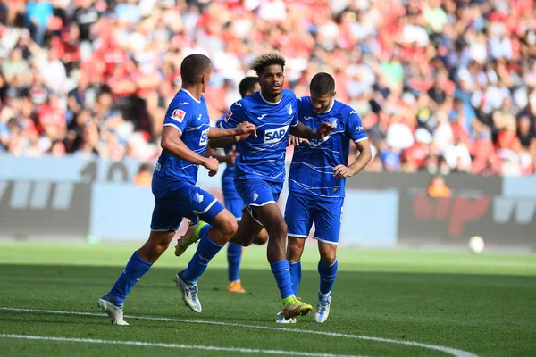 Leverkusen, Germany - August 20, 2022: Georginio Rutter celebrating goal. The match of Bundesliga FC Bayer 04 Leverkusen vs TSG 1899 Hoffenheim