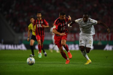 KOELN, GERMANY - AUGUST 28 2022: Mathys Tel. Rhein Energie Stadion. The football match of DFB-Pokal Viktoria Koeln vs FC Bayern Munich