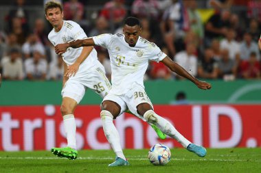 KOELN, GERMANY - AUGUST 28 2022: Goalkick by Ryan Gravenberch. Rhein Energie Stadion. The football match of DFB-Pokal Viktoria Koeln vs FC Bayern Munich