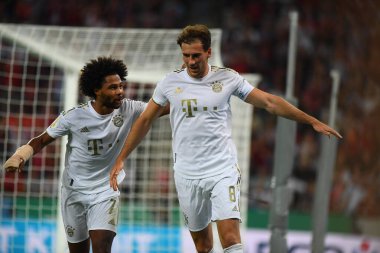 KOELN, GERMANY - AUGUST 28 2022: Serge Gnabry and Leon Goretzka. The football match of DFB-Pokal Viktoria Koeln vs FC Bayern Munich