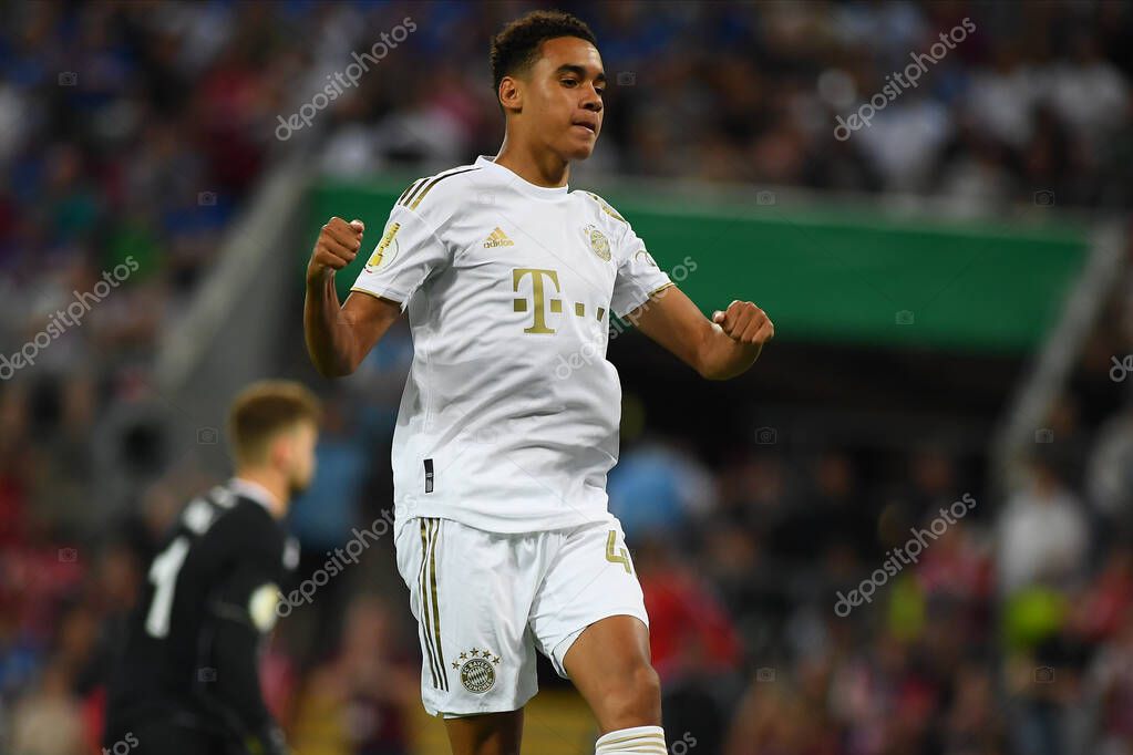 KOELN, GERMANY - AUGUST 28 2022: Jamal Musiala. The football match of DFB-Pokal Viktoria Koeln vs FC Bayern Munich