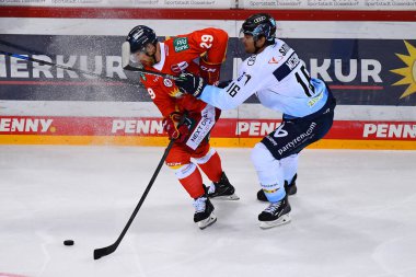 DUESSELDORF, Almanya - 16 Eylül 2022: Hokey maçı DEL Duesseldorfer EG - ERC Ingolstadt