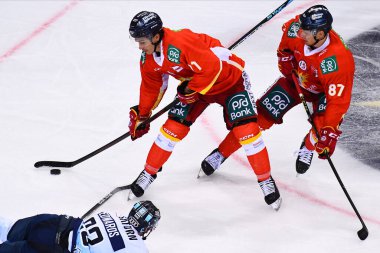 DUESSELDORF, Almanya - 16 Eylül 2022: Hokey maçı DEL Duesseldorfer EG - ERC Ingolstadt