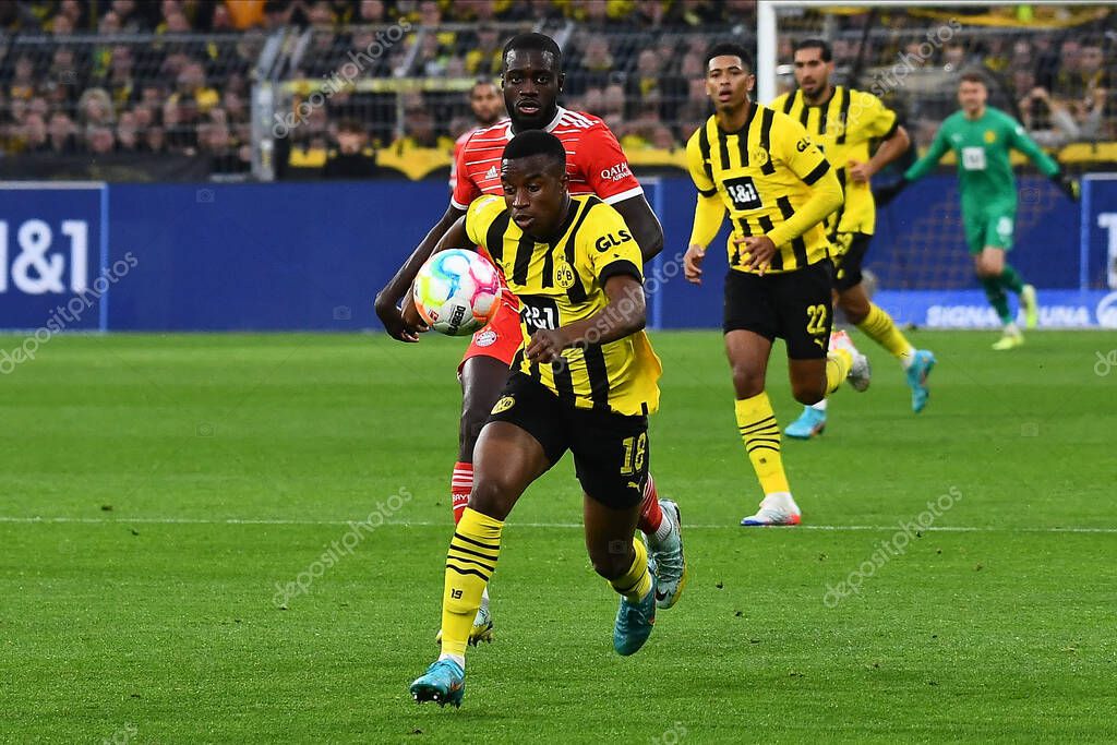 DORTMUND, GERMANY - OCTOBER 8, 2022: Youssoufa Moukoko. The football match of Bundesliga  Borussia Dortmund vs Bayern Munich