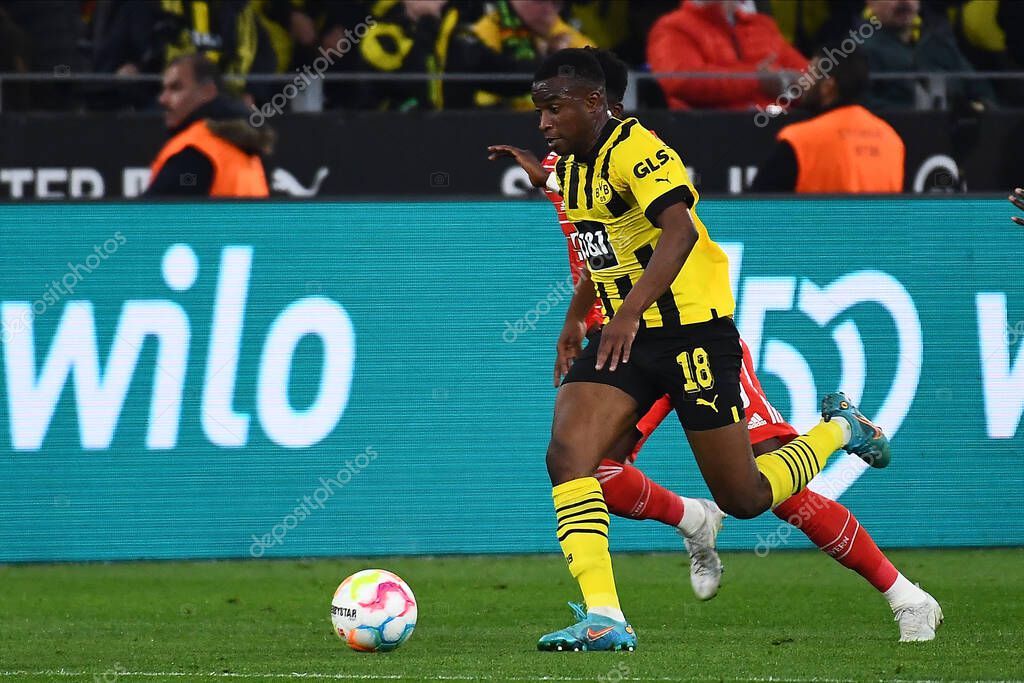 DORTMUND, GERMANY - OCTOBER 8, 2022: Youssoufa Moukoko. The football match of Bundesliga  Borussia Dortmund vs Bayern Munich