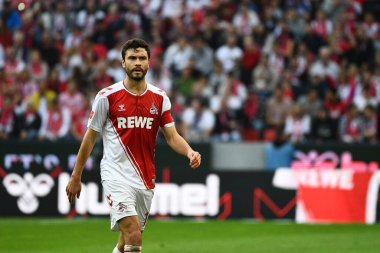 16 Ekim 2022 'de Jonas Hector, Bundesliga 1' in futbol maçı var. FC Koeln, FC Augsburg 'a karşı. Rhein Enerji Stadyumu Futbol Stadyumu. 