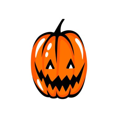 Cadılar Bayramı kabak surat çizimi. Çizgi film vektör karakteri. Komik sonbahar sembolü.