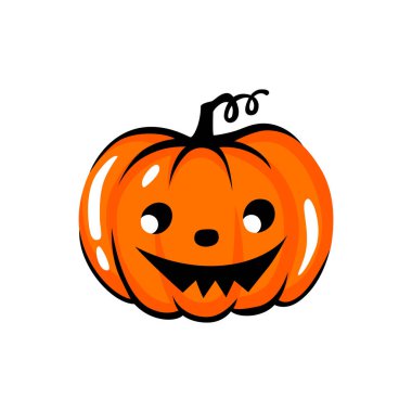 Cadılar Bayramı kabak surat çizimi. Çizgi film vektör karakteri. Komik sonbahar sembolü.