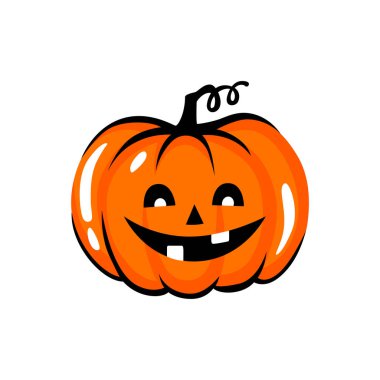Cadılar Bayramı kabak surat çizimi. Çizgi film vektör karakteri. Komik sonbahar sembolü.