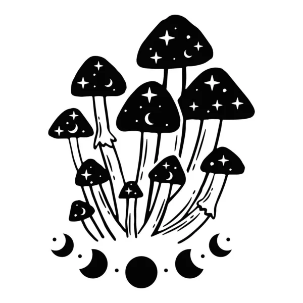 Mystieke paddenstoelen vector embleem ontwerp — Stockvector