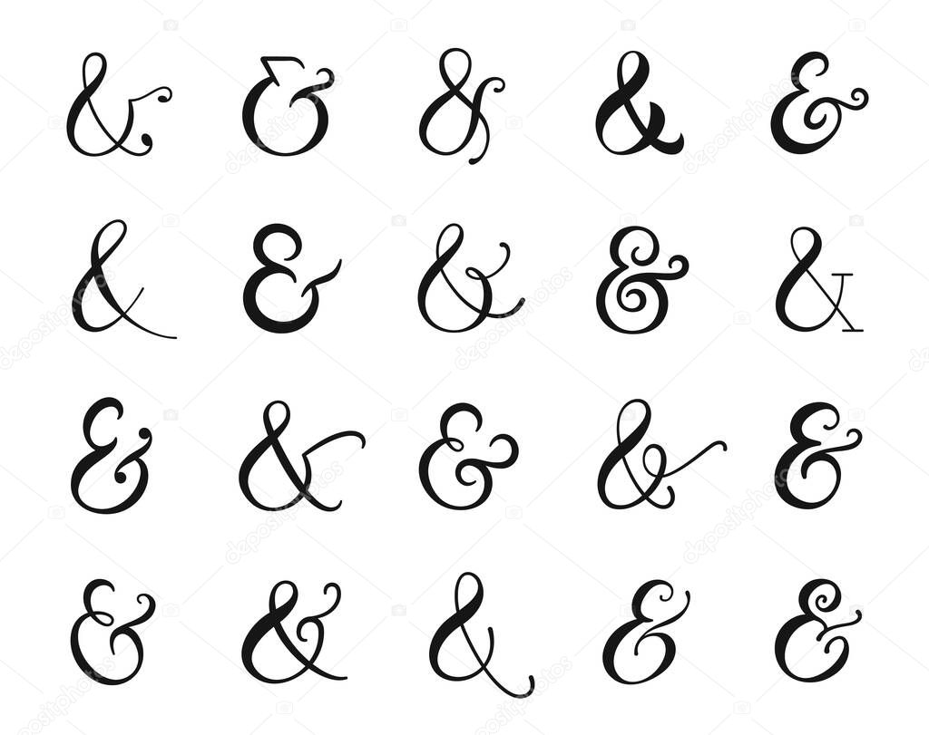 Set of elegant ampersand symbols.