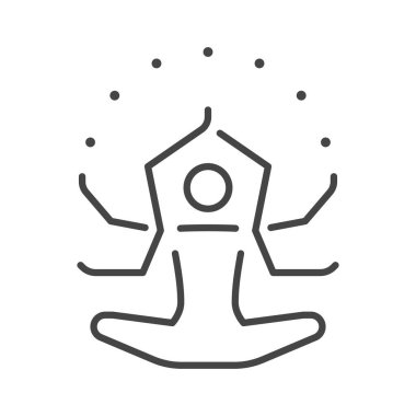 Egzersiz yapan bir adam. Meditasyon ve yogayla ilgili çizgi simgesi