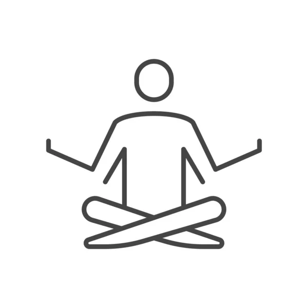 Egzersiz Yapan Bir Adam Meditasyon Yogayla Ilgili Çizgi Simgesi — Stok Vektör